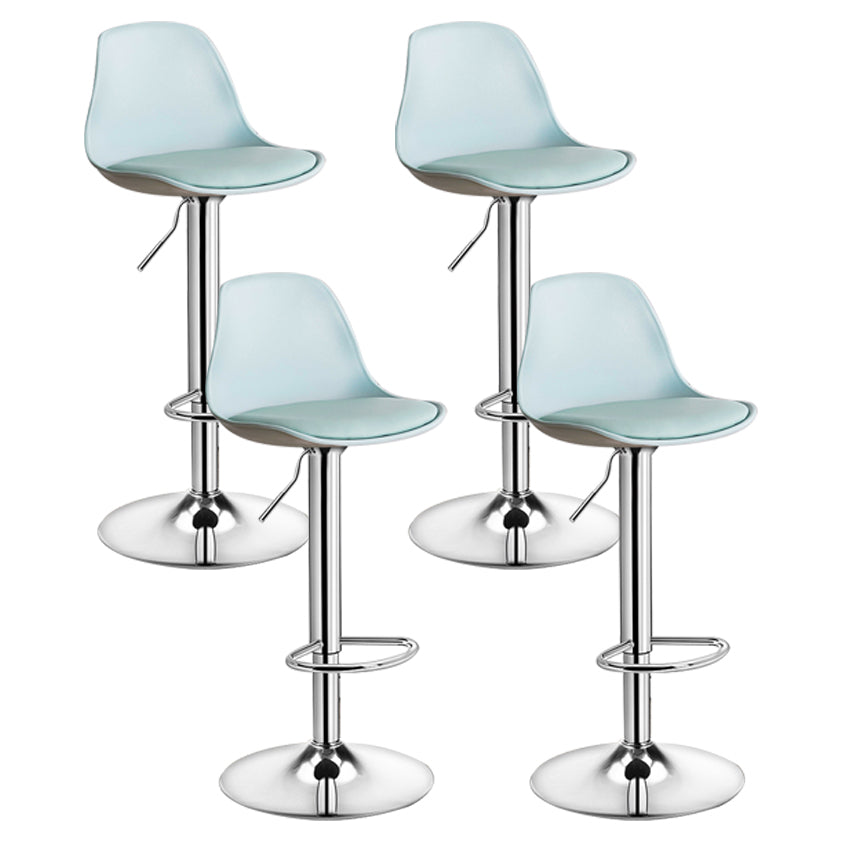 Contemporary Plastic Home Counter Stool Matte Finish Footrest Barstool Green Silver 4 Piece Set Clearhalo 'Bar Furniture' 'Bar Stools' 'bar_stools' 'furn' 'furn_bar_stools' 'Furniture' 'furniture_bar_stools' 'Kitchen & Dining Furniture' 4901489