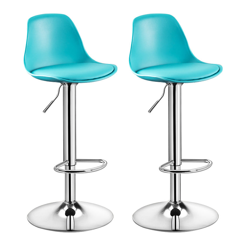 Contemporary Plastic Home Counter Stool Matte Finish Footrest Barstool Lake Blue Silver 2 Piece Set Clearhalo 'Bar Furniture' 'Bar Stools' 'bar_stools' 'furn' 'furn_bar_stools' 'Furniture' 'furniture_bar_stools' 'Kitchen & Dining Furniture' 4901494