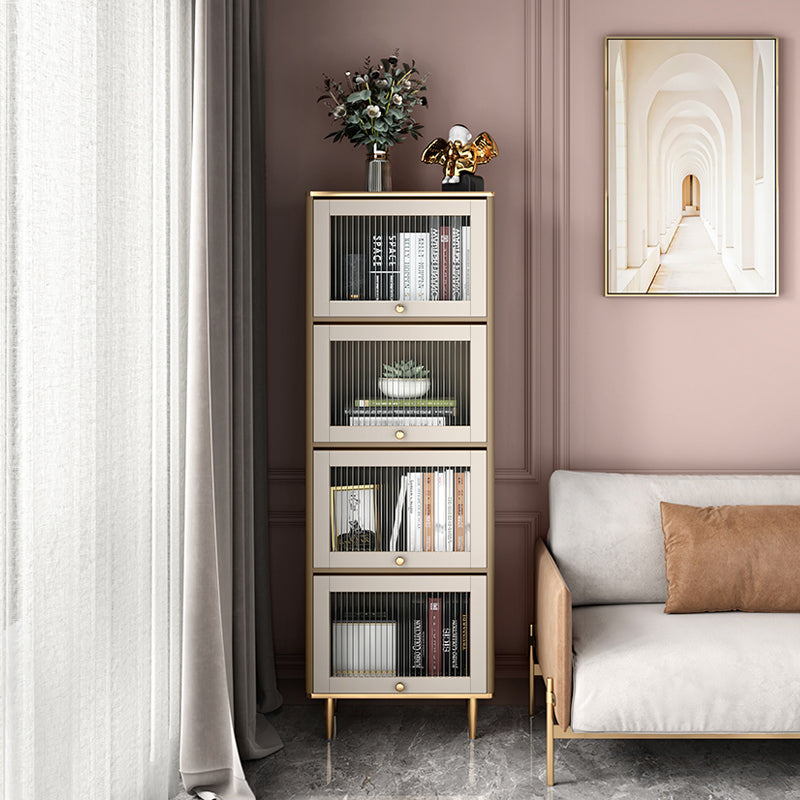 Glam Standard Bookcase Metal Frame Manufactured Wood Bookshelf with Glass Doors 23.6"L x 13.8"W x 69.3"H Clearhalo 'Bookcases' 'furn' 'furn_bookcases' 'Furniture' 'furniture_bookcases' 'Office Furniture' 4901501