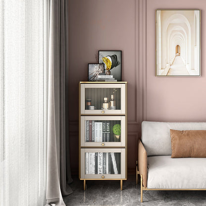 Glam Standard Bookcase Metal Frame Manufactured Wood Bookshelf with Glass Doors 23.6"L x 13.8"W x 53.6"H Clearhalo 'Bookcases' 'furn' 'furn_bookcases' 'Furniture' 'furniture_bookcases' 'Office Furniture' 4901504