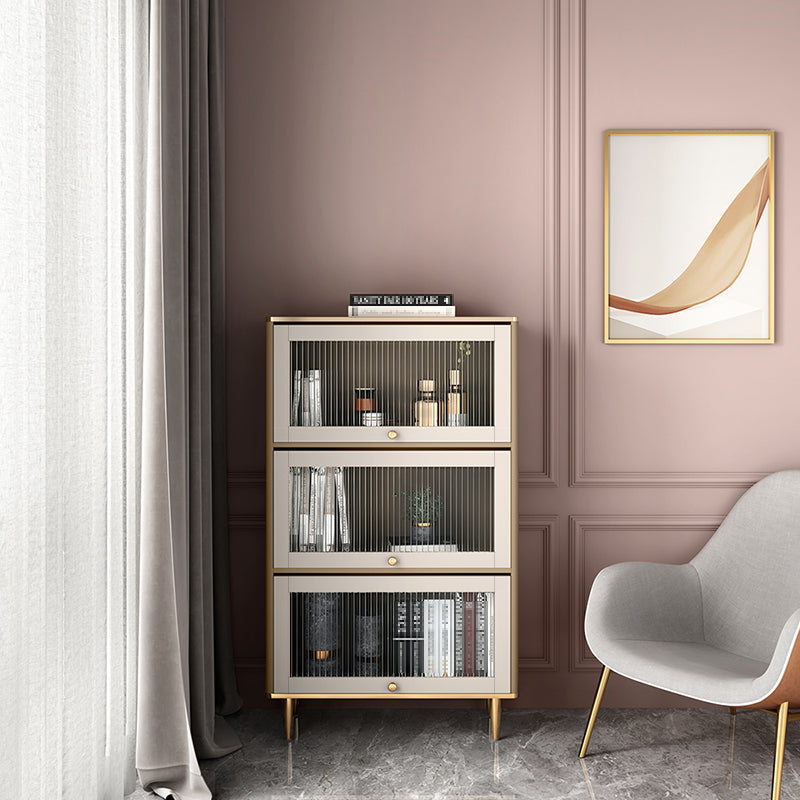 Glam Standard Bookcase Metal Frame Manufactured Wood Bookshelf with Glass Doors 31.5"L x 13.8"W x 53.6"H Clearhalo 'Bookcases' 'furn' 'furn_bookcases' 'Furniture' 'furniture_bookcases' 'Office Furniture' 4901507