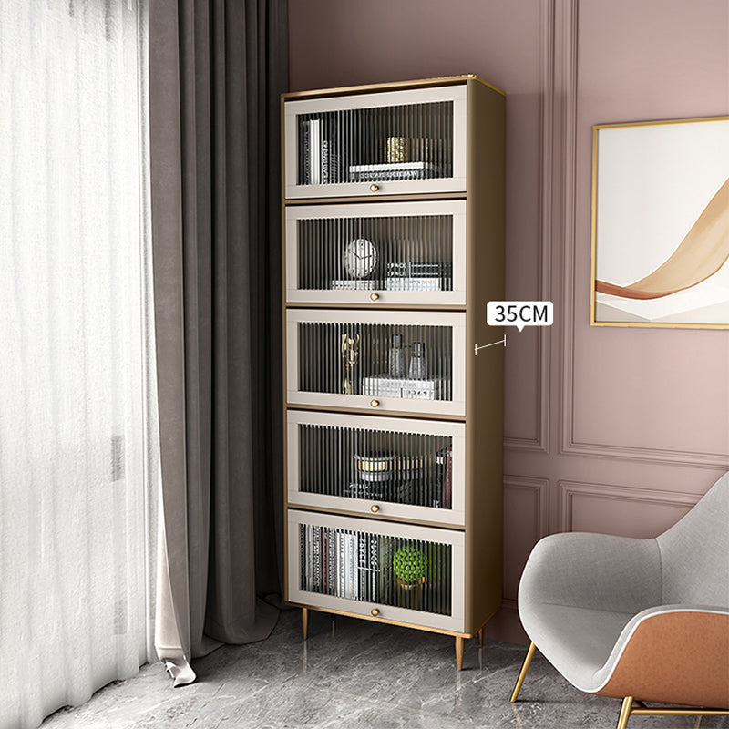 Glam Standard Bookcase Metal Frame Manufactured Wood Bookshelf with Glass Doors Clearhalo 'Bookcases' 'furn' 'furn_bookcases' 'Furniture' 'furniture_bookcases' 'Office Furniture' 4901517