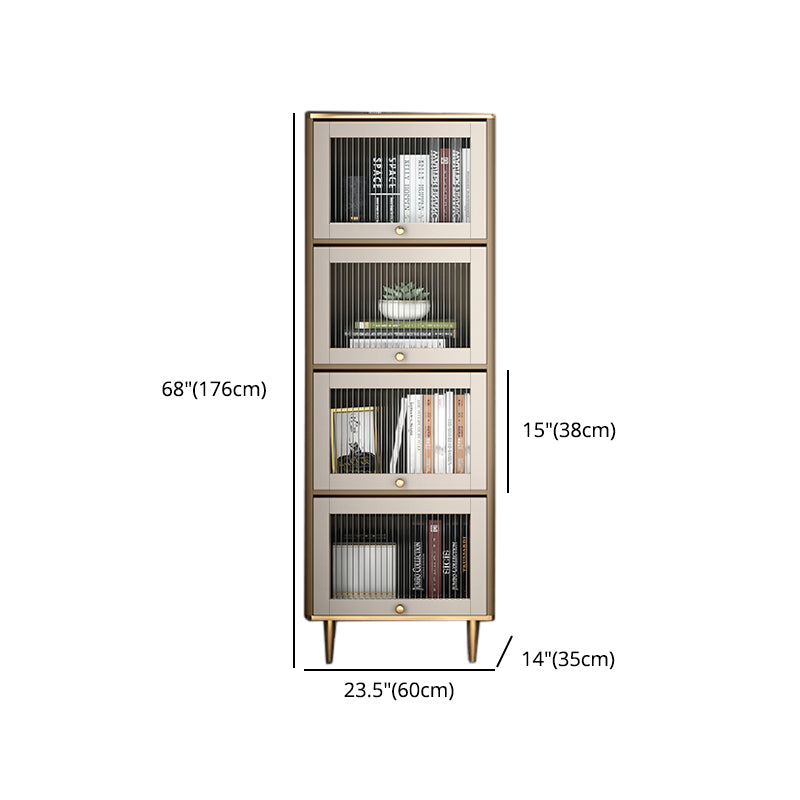 Glam Standard Bookcase Metal Frame Manufactured Wood Bookshelf with Glass Doors Clearhalo 'Bookcases' 'furn' 'furn_bookcases' 'Furniture' 'furniture_bookcases' 'Office Furniture' 4901519