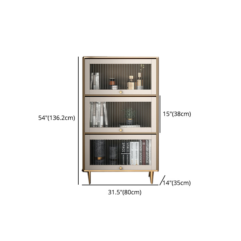 Glam Standard Bookcase Metal Frame Manufactured Wood Bookshelf with Glass Doors Clearhalo 'Bookcases' 'furn' 'furn_bookcases' 'Furniture' 'furniture_bookcases' 'Office Furniture' 4901521