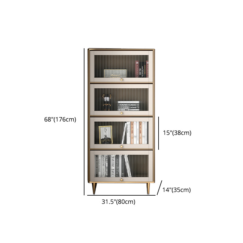 Glam Standard Bookcase Metal Frame Manufactured Wood Bookshelf with Glass Doors Clearhalo 'Bookcases' 'furn' 'furn_bookcases' 'Furniture' 'furniture_bookcases' 'Office Furniture' 4901522
