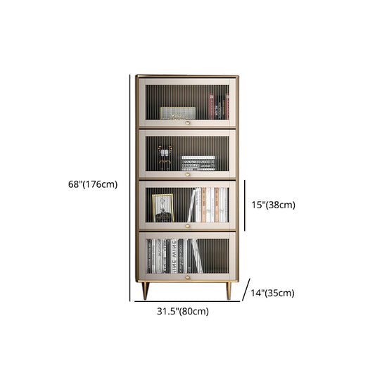 Glam Standard Bookcase Metal Frame Manufactured Wood Bookshelf with Glass Doors Clearhalo 'Bookcases' 'furn' 'furn_bookcases' 'Furniture' 'furniture_bookcases' 'Office Furniture' 4901522