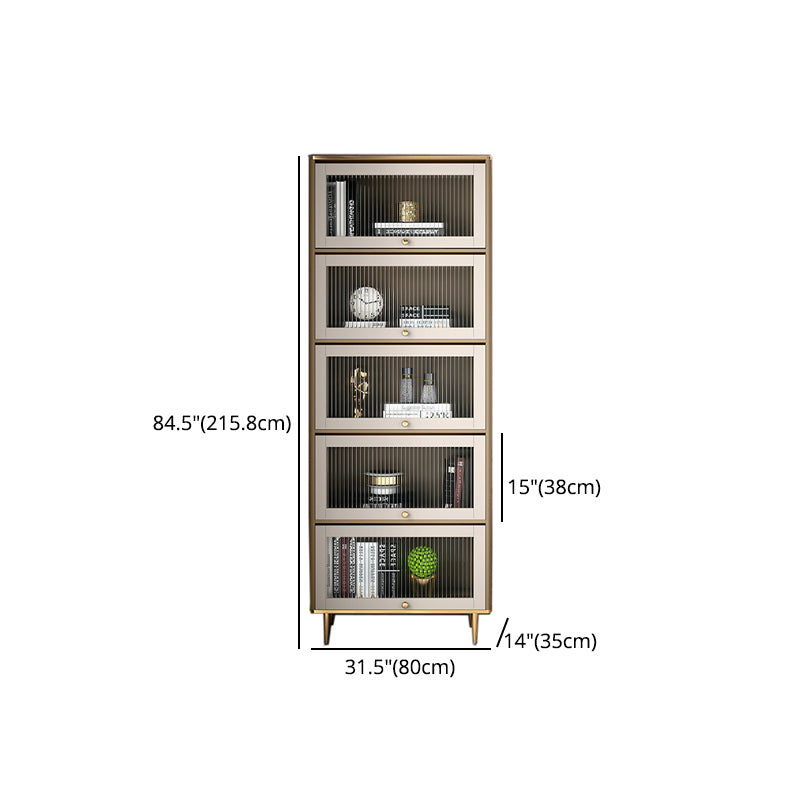 Glam Standard Bookcase Metal Frame Manufactured Wood Bookshelf with Glass Doors Clearhalo 'Bookcases' 'furn' 'furn_bookcases' 'Furniture' 'furniture_bookcases' 'Office Furniture' 4901523
