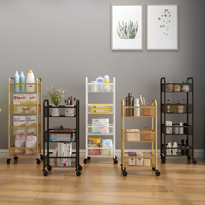 Glam Style Standard Bookcase Metal Closed Back Bookshelf with Wheels Clearhalo 'Bookcases' 'furn' 'furn_bookcases' 'Furniture' 'furniture_bookcases' 'Office Furniture' 4901529