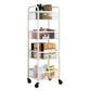 Glam Style Standard Bookcase Metal Closed Back Bookshelf with Wheels 13.4"L x 9.8"W x 39.4"H White Clearhalo 'Bookcases' 'furn' 'furn_bookcases' 'Furniture' 'furniture_bookcases' 'Office Furniture' 4901530