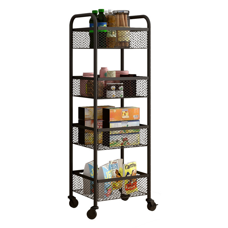 Glam Style Standard Bookcase Metal Closed Back Bookshelf with Wheels 13.4"L x 9.8"W x 39.4"H Black Clearhalo 'Bookcases' 'furn' 'furn_bookcases' 'Furniture' 'furniture_bookcases' 'Office Furniture' 4901532