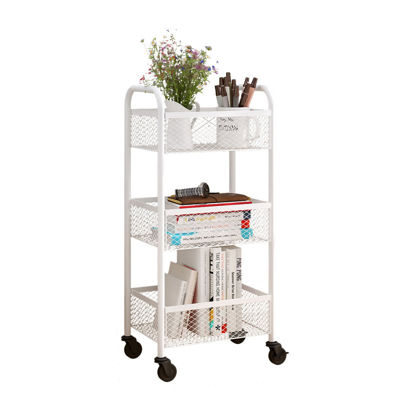 Glam Style Standard Bookcase Metal Closed Back Bookshelf with Wheels 13.4"L x 9.8"W x 29.5"H White Clearhalo 'Bookcases' 'furn' 'furn_bookcases' 'Furniture' 'furniture_bookcases' 'Office Furniture' 4901534