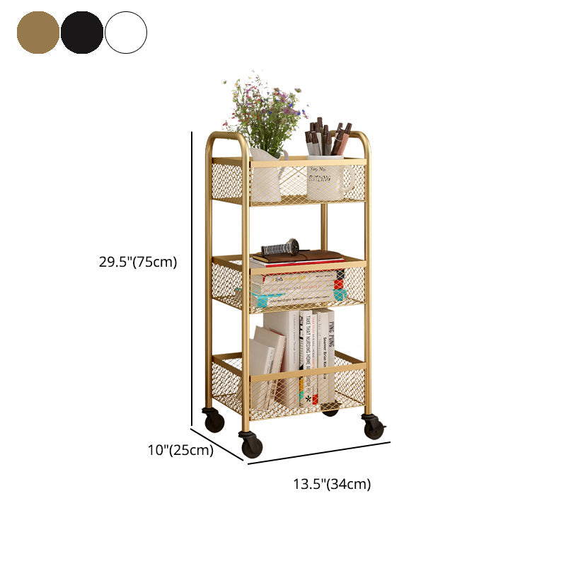 Glam Style Standard Bookcase Metal Closed Back Bookshelf with Wheels Clearhalo 'Bookcases' 'furn' 'furn_bookcases' 'Furniture' 'furniture_bookcases' 'Office Furniture' 4901540