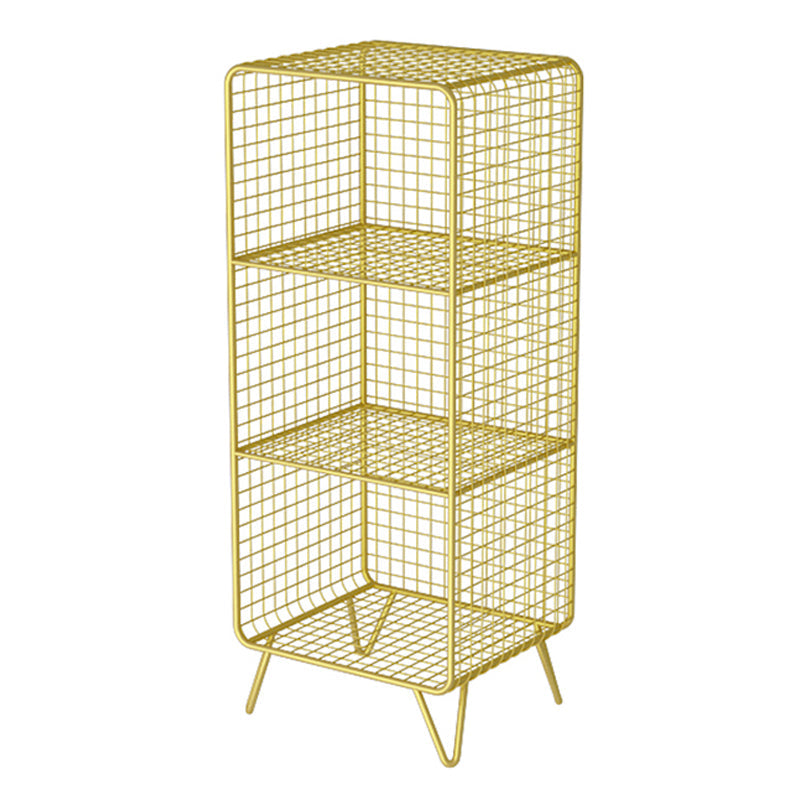Glam Style Metal Bookshelf Standard Closed Back Shelf Bookcase for Home 14"L x 12"W x 35"H Gold Clearhalo 'Bookcases' 'furn' 'furn_bookcases' 'Furniture' 'furniture_bookcases' 'Office Furniture' 4901549