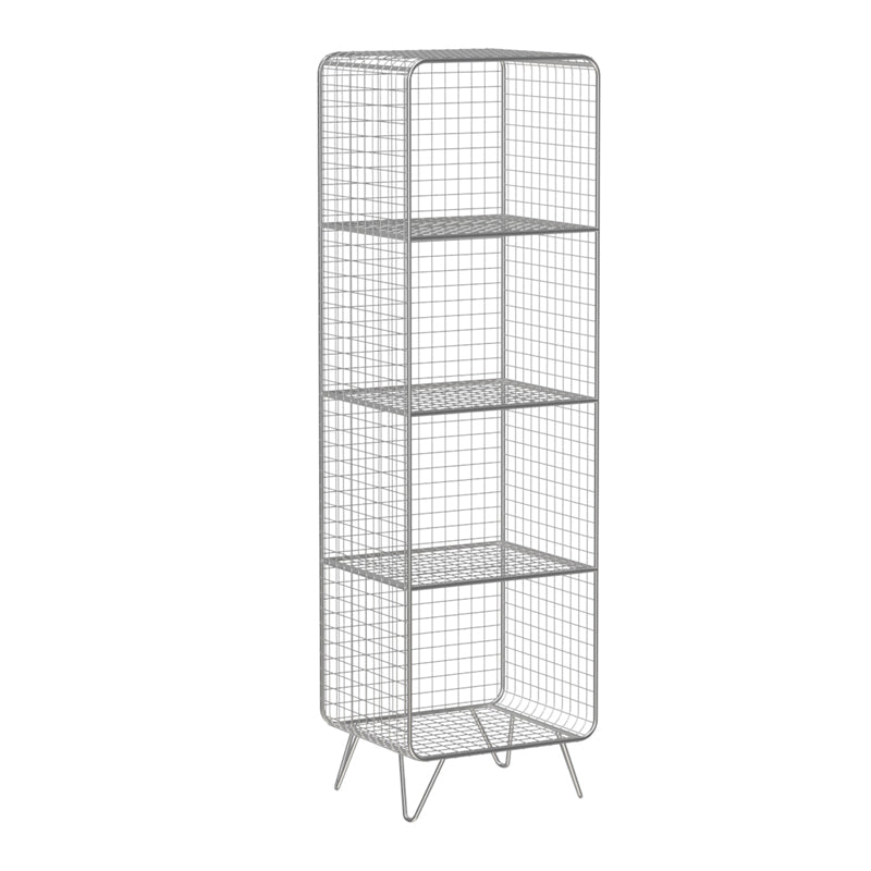 Glam Style Standard Bookshelf Metal Closed Back Shelf Bookcase for Home Use 13.8"L x 11.8"W x 47.2"H Silver Clearhalo 'Bookcases' 'furn' 'furn_bookcases' 'Furniture' 'furniture_bookcases' 'Office Furniture' 4901562