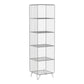 Glam Style Standard Bookshelf Metal Closed Back Shelf Bookcase for Home Use 16"L x 14"W x 59"H Silver Clearhalo 'Bookcases' 'furn' 'furn_bookcases' 'Furniture' 'furniture_bookcases' 'Office Furniture' 4901563