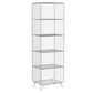 Glam Style Standard Bookshelf Metal Closed Back Shelf Bookcase for Home Use 19.7"L x 13.8"W x 63"H Silver Clearhalo 'Bookcases' 'furn' 'furn_bookcases' 'Furniture' 'furniture_bookcases' 'Office Furniture' 4901565