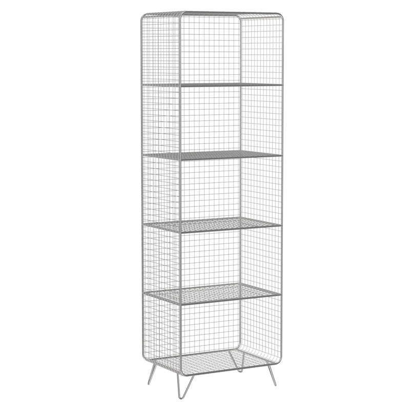 Glam Style Standard Bookshelf Metal Closed Back Shelf Bookcase for Home Use 19.7"L x 13.8"W x 63"H Silver Clearhalo 'Bookcases' 'furn' 'furn_bookcases' 'Furniture' 'furniture_bookcases' 'Office Furniture' 4901565