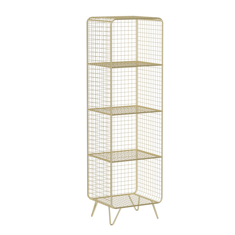 Glam Style Standard Bookshelf Metal Closed Back Shelf Bookcase for Home Use 13.8"L x 11.8"W x 47.2"H Gold Clearhalo 'Bookcases' 'furn' 'furn_bookcases' 'Furniture' 'furniture_bookcases' 'Office Furniture' 4901567