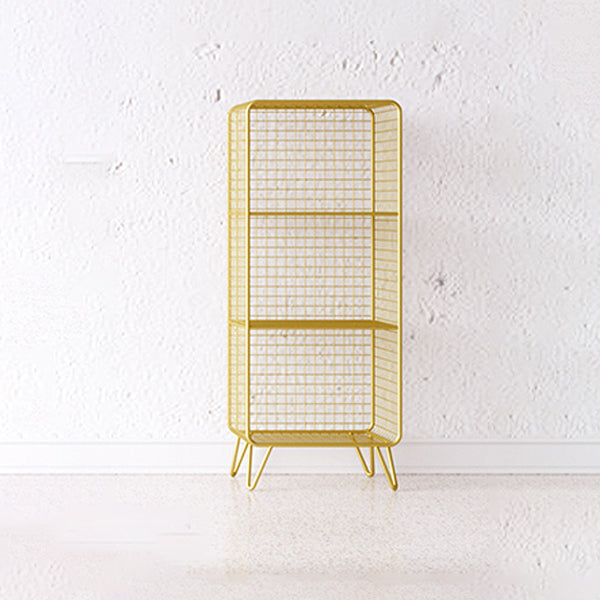 Glam Style Bookshelf Metal Standard Shelf Bookcase for Home Use 14"L x 12"W x 35"H Gold Clearhalo 'Bookcases' 'furn' 'furn_bookcases' 'Furniture' 'furniture_bookcases' 'Office Furniture' 4901640