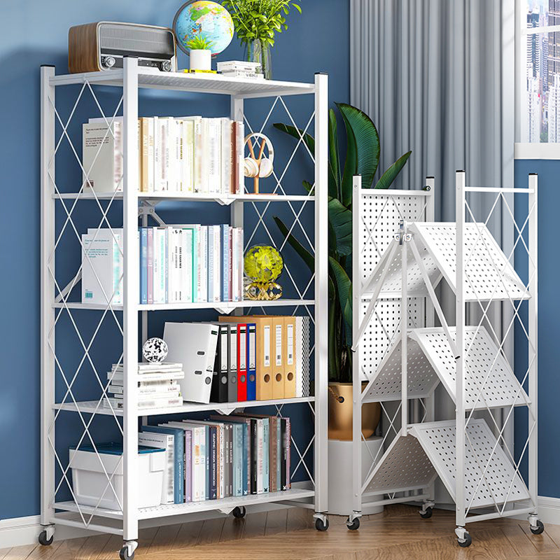 Industrial Folding Steel Etagere Bookshelf Open Bookshelf with Caster Wheels Clearhalo 'Bookcases' 'furn' 'furn_bookcases' 'Furniture' 'furniture_bookcases' 'Office Furniture' 4901673