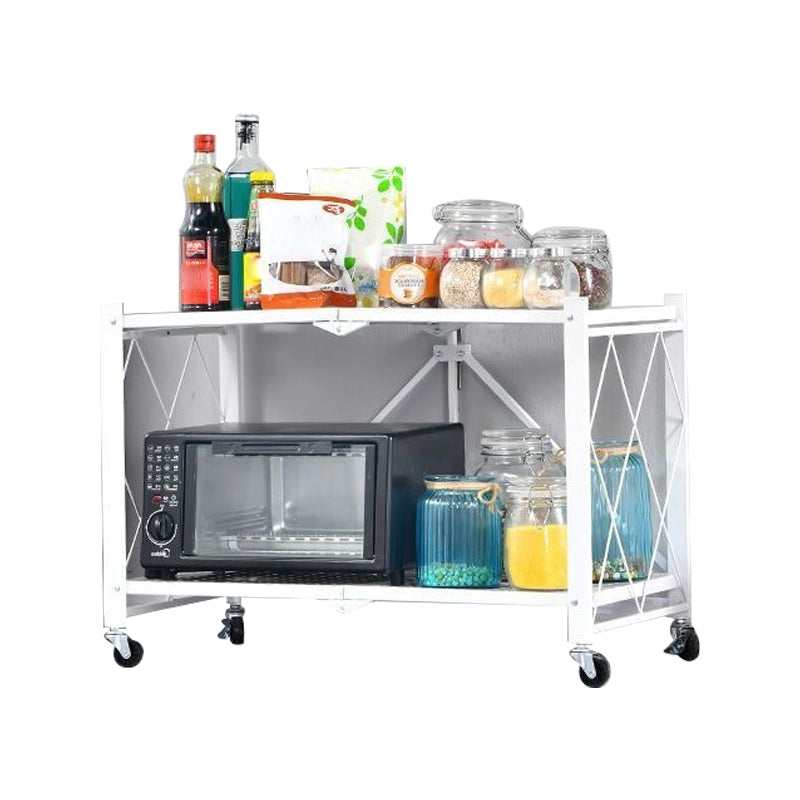 Industrial Folding Steel Etagere Bookshelf Open Bookshelf with Caster Wheels 28"L x 13.4"W x 19.3"H White Clearhalo 'Bookcases' 'furn' 'furn_bookcases' 'Furniture' 'furniture_bookcases' 'Office Furniture' 4901674