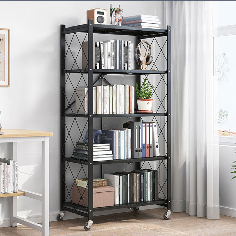 Industrial Folding Steel Etagere Bookshelf Open Bookshelf with Caster Wheels Clearhalo 'Bookcases' 'furn' 'furn_bookcases' 'Furniture' 'furniture_bookcases' 'Office Furniture' 4901675