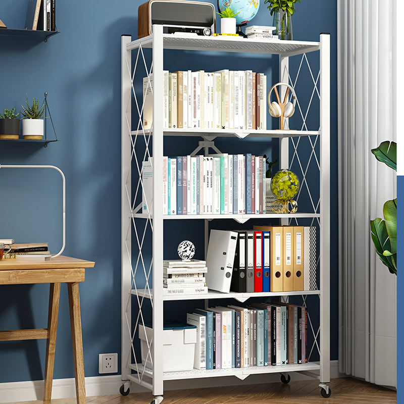 Industrial Folding Steel Etagere Bookshelf Open Bookshelf with Caster Wheels Clearhalo 'Bookcases' 'furn' 'furn_bookcases' 'Furniture' 'furniture_bookcases' 'Office Furniture' 4901677