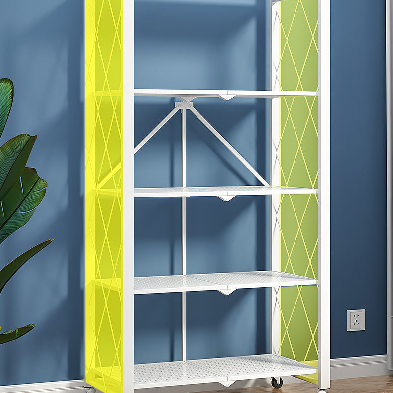Industrial Folding Steel Etagere Bookshelf Open Bookshelf with Caster Wheels Clearhalo 'Bookcases' 'furn' 'furn_bookcases' 'Furniture' 'furniture_bookcases' 'Office Furniture' 4901680