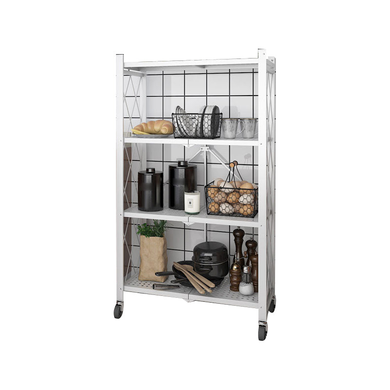 Industrial Folding Steel Etagere Bookshelf Open Bookshelf with Caster Wheels 24"L x 14.4"W x 50.2"H White Clearhalo 'Bookcases' 'furn' 'furn_bookcases' 'Furniture' 'furniture_bookcases' 'Office Furniture' 4901681