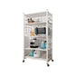 Industrial Folding Steel Etagere Bookshelf Open Bookshelf with Caster Wheels 31.9"L x 13.4"W x 63"H White Clearhalo 'Bookcases' 'furn' 'furn_bookcases' 'Furniture' 'furniture_bookcases' 'Office Furniture' 4901686