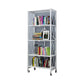 Industrial Folding Steel Etagere Bookshelf Open Bookshelf with Caster Wheels 28.1"L x 14.4"W x 64.2"H White Clearhalo 'Bookcases' 'furn' 'furn_bookcases' 'Furniture' 'furniture_bookcases' 'Office Furniture' 4901691
