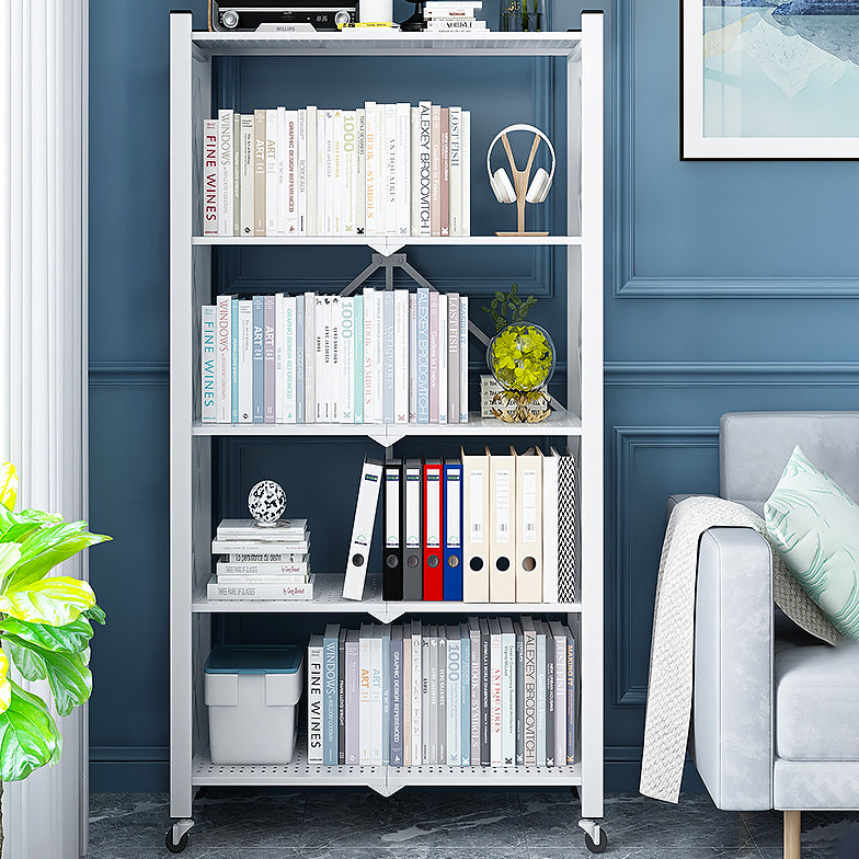 Industrial Folding Steel Etagere Bookshelf Open Bookshelf with Caster Wheels Clearhalo 'Bookcases' 'furn' 'furn_bookcases' 'Furniture' 'furniture_bookcases' 'Office Furniture' 4901693