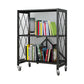 Industrial Folding Steel Etagere Bookshelf Open Bookshelf with Caster Wheels 28.1"L x 14.4"W x 34.3"H Black Clearhalo 'Bookcases' 'furn' 'furn_bookcases' 'Furniture' 'furniture_bookcases' 'Office Furniture' 4901695