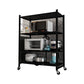 Industrial Folding Steel Etagere Bookshelf Open Bookshelf with Caster Wheels 39.8"L x 13.4"W x 49.2"H Black Clearhalo 'Bookcases' 'furn' 'furn_bookcases' 'Furniture' 'furniture_bookcases' 'Office Furniture' 4901699