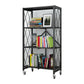 Industrial Folding Steel Etagere Bookshelf Open Bookshelf with Caster Wheels 28.1"L x 14.4"W x 50.2"H Black Clearhalo 'Bookcases' 'furn' 'furn_bookcases' 'Furniture' 'furniture_bookcases' 'Office Furniture' 4901703