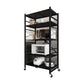 Industrial Folding Steel Etagere Bookshelf Open Bookshelf with Caster Wheels 31.9"L x 13.4"W x 63"H Black Clearhalo 'Bookcases' 'furn' 'furn_bookcases' 'Furniture' 'furniture_bookcases' 'Office Furniture' 4901704