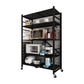 Industrial Folding Steel Etagere Bookshelf Open Bookshelf with Caster Wheels 39.8"L x 13.4"W x 63"H Black Clearhalo 'Bookcases' 'furn' 'furn_bookcases' 'Furniture' 'furniture_bookcases' 'Office Furniture' 4901705