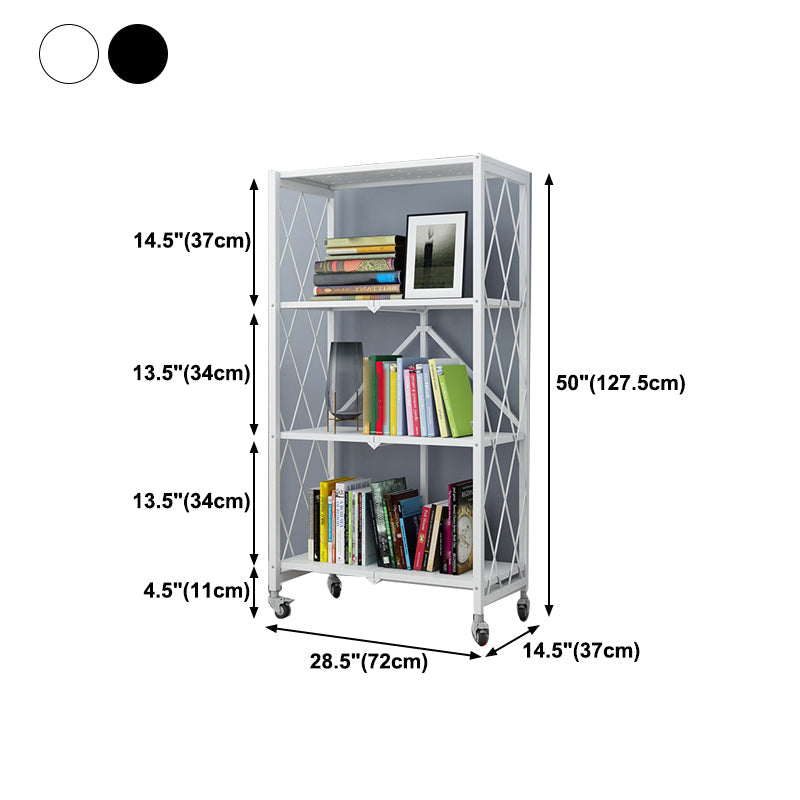 Industrial Folding Steel Etagere Bookshelf Open Bookshelf with Caster Wheels Clearhalo 'Bookcases' 'furn' 'furn_bookcases' 'Furniture' 'furniture_bookcases' 'Office Furniture' 4901710