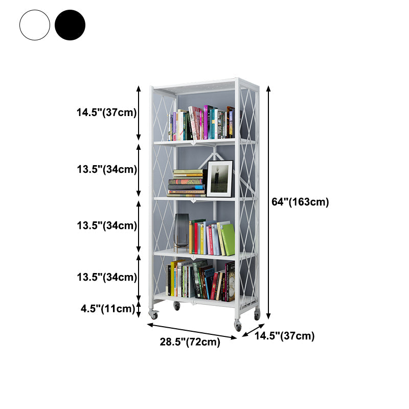 Industrial Folding Steel Etagere Bookshelf Open Bookshelf with Caster Wheels Clearhalo 'Bookcases' 'furn' 'furn_bookcases' 'Furniture' 'furniture_bookcases' 'Office Furniture' 4901711