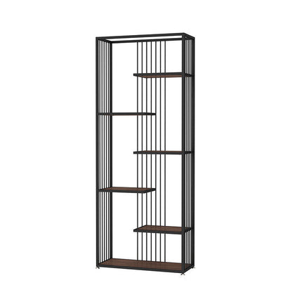 Industrial Style Bookcase Open Back Bookshelf for Home Office 31.5"L x 11.8"W x 78.7"H Black Clearhalo 'Bookcases' 'furn' 'furn_bookcases' 'Furniture' 'furniture_bookcases' 'Office Furniture' 4901719