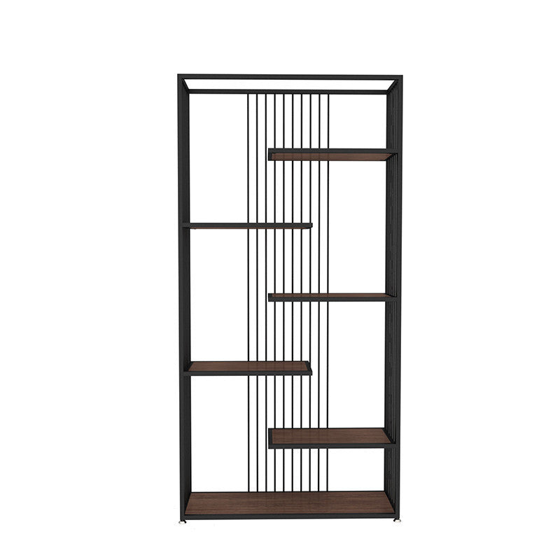 Industrial Style Bookcase Open Back Bookshelf for Home Office Black Clearhalo 'Bookcases' 'furn' 'furn_bookcases' 'Furniture' 'furniture_bookcases' 'Office Furniture' 4901722