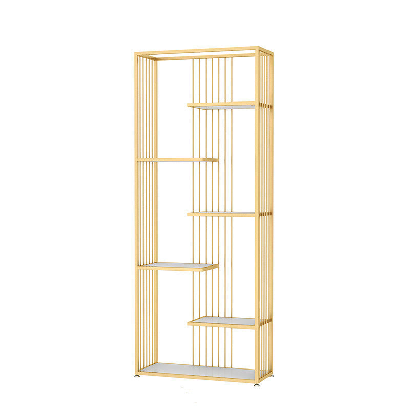 Industrial Style Bookcase Open Back Bookshelf for Home Office 31.5"L x 11.8"W x 78.7"H Gold Clearhalo 'Bookcases' 'furn' 'furn_bookcases' 'Furniture' 'furniture_bookcases' 'Office Furniture' 4901725