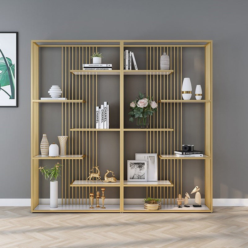 Industrial Style Bookcase Open Back Bookshelf for Home Office Gold Clearhalo 'Bookcases' 'furn' 'furn_bookcases' 'Furniture' 'furniture_bookcases' 'Office Furniture' 4901729