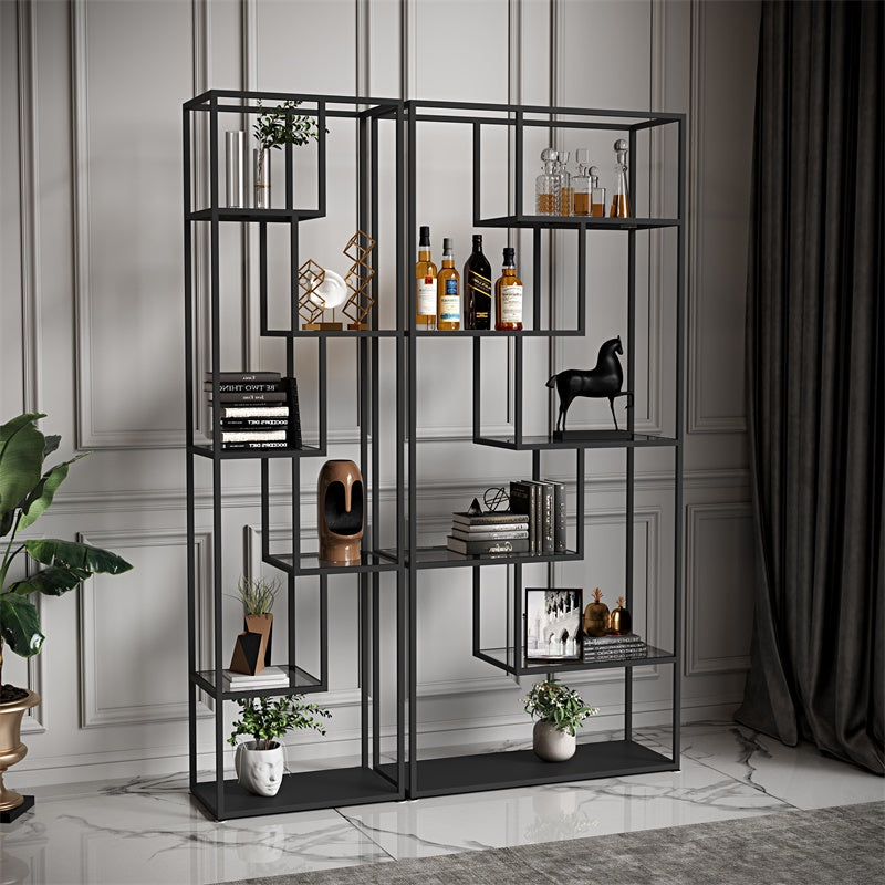 Industrial Open Back Bookshelf with Iron Frame Bookcase for Home Office Clearhalo 'Bookcases' 'furn' 'furn_bookcases' 'Furniture' 'furniture_bookcases' 'Office Furniture' 4901743