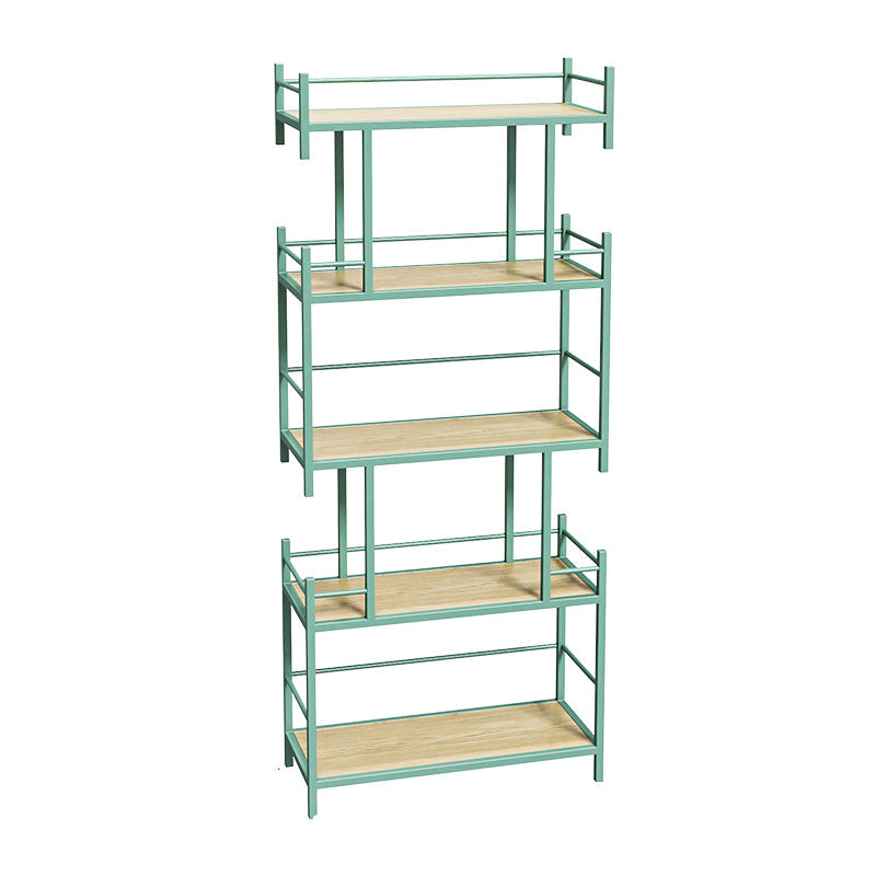 Open Back Metal Bookshelf Scandinavian Style Bookcase for Home Office Study Room 23.6"L x 9.8"W x 55.5"H Green Clearhalo 'Bookcases' 'furn' 'furn_bookcases' 'Furniture' 'furniture_bookcases' 'Office Furniture' 4901779