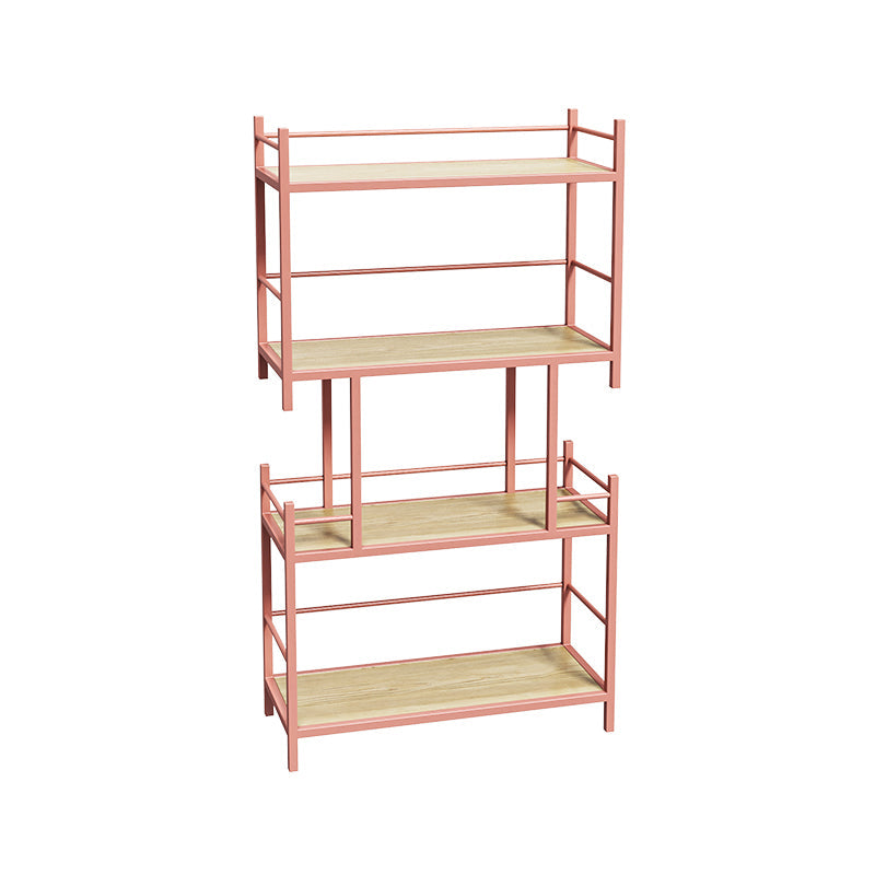 Open Back Metal Bookshelf Scandinavian Style Bookcase for Home Office Study Room 23.6"L x 9.8"W x 43.3"H Pink Clearhalo 'Bookcases' 'furn' 'furn_bookcases' 'Furniture' 'furniture_bookcases' 'Office Furniture' 4901780