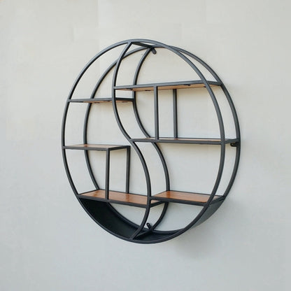 Modern Wall Mounted Bookshelf with Metal Frame Solid Wood Bookcase Matte Black Clearhalo 'Bookcases' 'furn' 'furn_bookcases' 'Furniture' 'furniture_bookcases' 'Office Furniture' 4901794