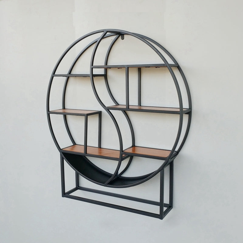 Modern Wall Mounted Bookshelf with Metal Frame Solid Wood Bookcase 34.6"L x 6.3"W x 39.4"H Matte Black Clearhalo 'Bookcases' 'furn' 'furn_bookcases' 'Furniture' 'furniture_bookcases' 'Office Furniture' 4901797