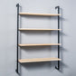 Contemporary Wall Unit Bookcase Metal Frame Pine Wood Shelf Bookshelf 31.5"L x 9.8"W x 55.1"H Black-Wood Clearhalo 'Bookcases' 'furn' 'furn_bookcases' 'Furniture' 'furniture_bookcases' 'Office Furniture' 4901812