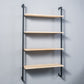 Contemporary Wall Unit Bookcase Metal Frame Pine Wood Shelf Bookshelf 23.6"L x 9.8"W x 55.1"H Black-Wood Clearhalo 'Bookcases' 'furn' 'furn_bookcases' 'Furniture' 'furniture_bookcases' 'Office Furniture' 4901818
